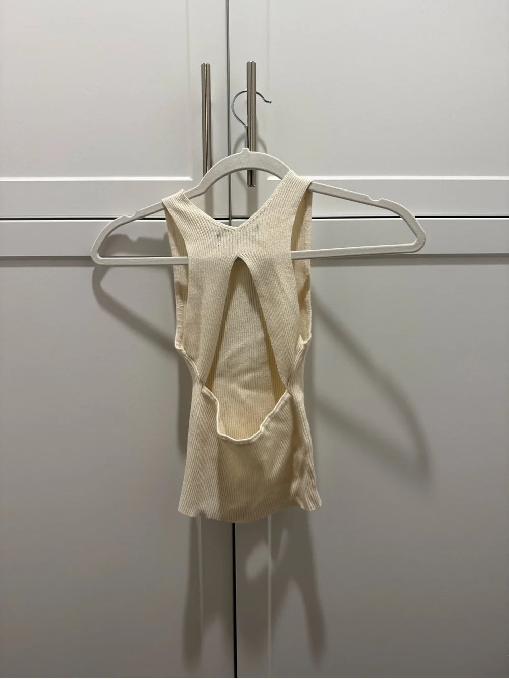 Mango Cream Ribbed Halter Crop Tank - Picture 4 of 5